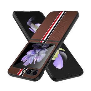 Samsung Galaxy Z Flip5 5G Velvet Fabric PU Leather Case - Brown
