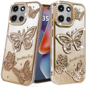 Motorola Moto G 5G (2025) Diamond Butterly Shimmer Case - Gold