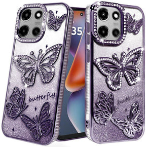 Motorola Moto G 5G (2025) Diamond Butterly Shimmer Case - Purple