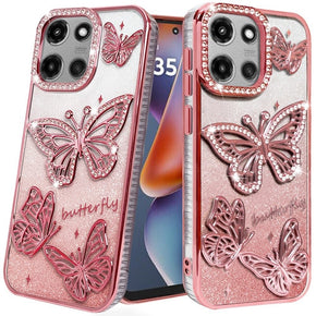 Motorola Moto G 5G (2025) Diamond Butterly Shimmer Case - Rose Gold