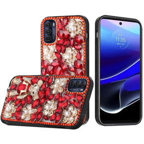 Motorola Moto G 5G (2023) Full Diamond Ornaments Case - Red Panda Floral