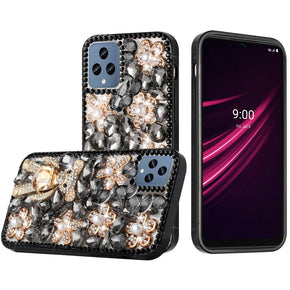 T-Mobile REVVL 6 5G Full Diamond Ornaments Case - Black Panda Floral