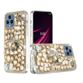 T-Mobile REVVL 6 5G Full Diamond Ornaments Case - Gold Swan
