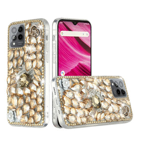 T-Mobile REVVL 6 Pro 5G Full Diamond Ornaments Case - Gold Swan