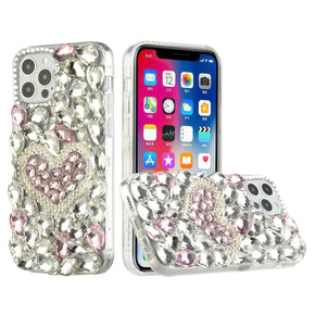 Motorola Moto G Stylus 5G (2023) Full Diamond Ornaments Case - Hearty Pink Pearl Heart