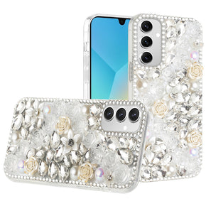 Samsung Galaxy A16 5G Full Diamond Rose Flower Hybrid Case - Clear