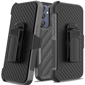 Samsung Galaxy A15 5G Lined Shockproof Dual Layer Holster Combo - Black