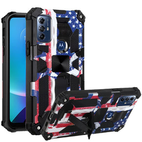 Motorola Moto G Play (2023) Machine Design Hybrid Case (with Magnetic Kickstand) - American Flag