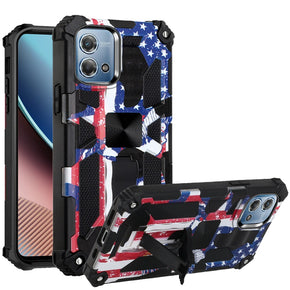 Motorola Moto G Stylus 5G (2023) Machine Design Hybrid Case (with Magnetic Kickstand) - American Flag