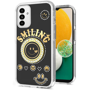 Samsung Galaxy A53 5G Smiling Bling Ornament Design Hybrid Case (with Ring Stand) - Black