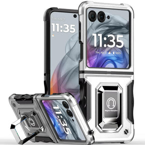 Motorola Moto RAZR (2024) OPTIMUM Hybrid Case (with Magnetic Ring Stand) - Silver