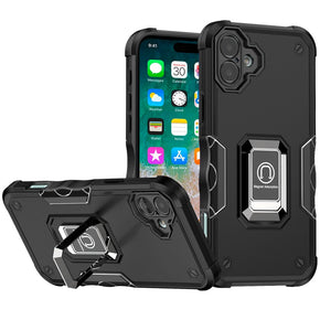 Apple iPhone 16 Plus (6.7) OPTIMUM Hybrid Case (with Magnetic Ring Stand) - Black