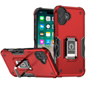 Apple iPhone 16 Plus (6.7) OPTIMUM Hybrid Case (with Magnetic Ring Stand) - Red