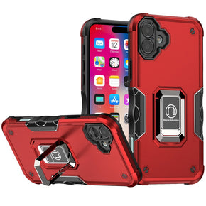 Apple iPhone 16 (6.1) OPTIMUM Hybrid Case (with Magnetic Ring Stand) - Red