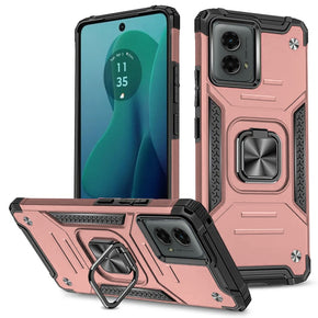 Motorola Moto G 5G (2024) Robust Hybrid Case (with Magnetic Ring Stand) - Rose Gold