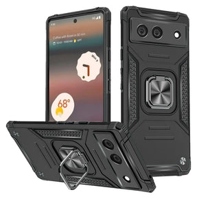 Google Pixel 6A Robust Hybrid Case (with Magnetic Ring Stand) - Black