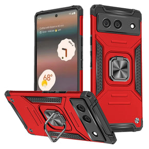Google Pixel 6A Robust Hybrid Case (with Magnetic Ring Stand) - Red