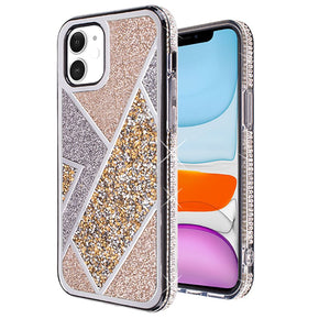 Apple iPhone 15 Pro Max (6.7) Rhombus Glitter Bling Diamond Case - Gold