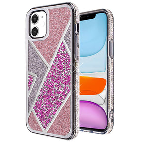 Apple iPhone 15 Pro Max (6.7) Rhombus Glitter Bling Diamond Case - Rose Pink