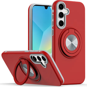 Samsung Galaxy A16 5G Matte Magnetic Ring Hybrid Case - Red