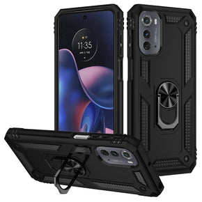 Motorola Moto G Play (2023) Hybrid Case (with Magnetic Ring Stand) - Black