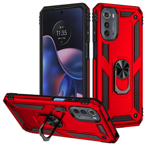 Motorola Moto G Play (2023) Hybrid Case (with Magnetic Ring Stand) - Red