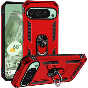 Google Pixel 9 Hybrid Case (with Magnetic Ring Stand) - Red