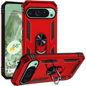 Google Pixel 9 Pro Hybrid Case (with Magnetic Ring Stand) - Red