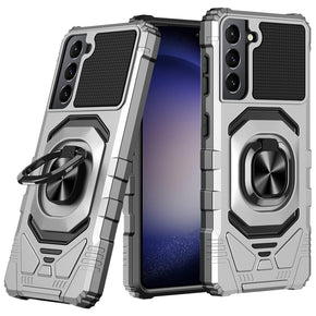 Samsung Galaxy S23 FE Robotic Hybrid Case (with Magnetic Ring Stand) - Silver