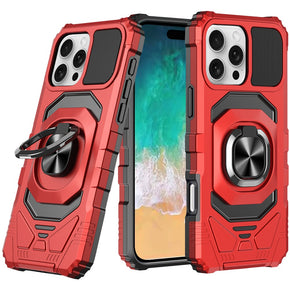 Apple iPhone 16 Pro Max (6.9) Robotic Hybrid Case (with Magnetic Ring Stand) - Red