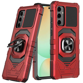 Samsung Galaxy S24 FE Robotic Hybrid Case (with Magnetic Ring Stand) - Red