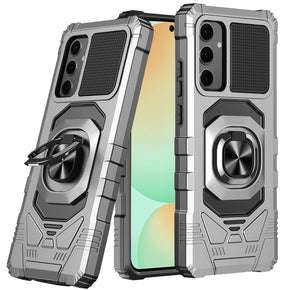 Samsung Galaxy S24 FE Robotic Hybrid Case (with Magnetic Ring Stand) - Silver