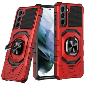 Samsung Galaxy S22 Robotic Hybrid Case (with Magnetic Ring Stand) - Red
