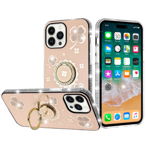 Apple iPhone 15 Plus (6.7) Splendid Glitter with Diamonds Edges Hybrid Case - Gold