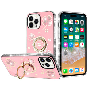 Apple iPhone 15 Plus (6.7) Splendid Glitter with Diamonds Edges Hybrid Case - Pink