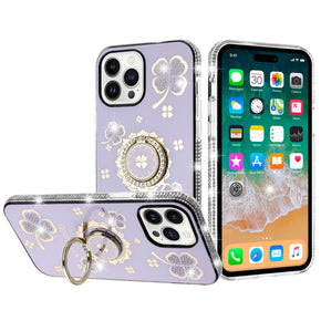 Apple iPhone 12 / 12 Pro (6.1) Splendid Glitter with Diamonds Edges Hybrid Case - Purple