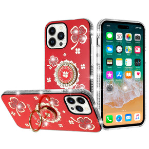 Apple iPhone 11 (6.1) Splendid Glitter with Diamonds Edges Hybrid Case - Red