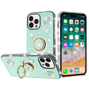 Apple iPhone 11 (6.1) Splendid Glitter with Diamonds Edges Hybrid Case - Teal