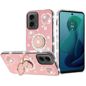 Motorola Moto G 5G (2024) Splendid Glitter with Diamonds Edges Hybrid Case - Pink