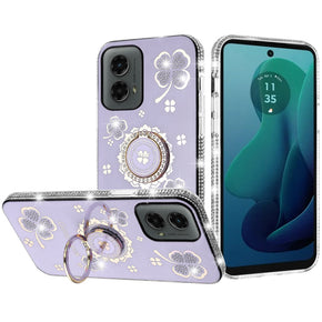 Motorola Moto G 5G (2024) Splendid Glitter with Diamonds Edges Hybrid Case - Purple