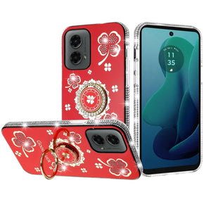 Motorola Moto G 5G (2024) Splendid Glitter with Diamonds Edges Hybrid Case - Red