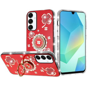 Samsung Galaxy A16 5G Splendid Glitter with Diamonds Edges Hybrid Case - Red