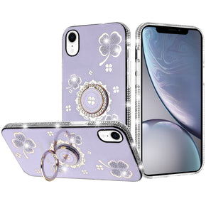 Apple iPhone XR Splendid Glitter with Diamonds Edges Hybrid Case - Purple