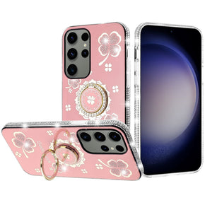 Samsung Galaxy S24 Splendid Glitter with Diamonds Edges Hybrid Case - Pink