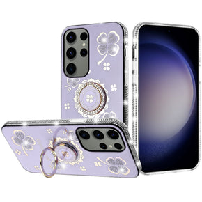 Samsung Galaxy S24 Splendid Glitter with Diamonds Edges Hybrid Case - Purple