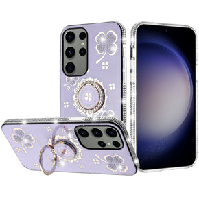 Samsung Galaxy S24 Plus Splendid Glitter with Diamonds Edges Hybrid Case - Purple