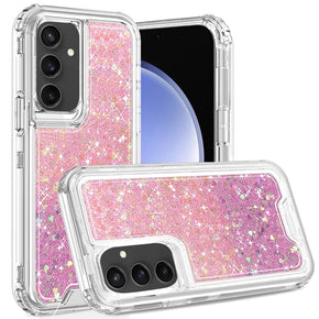 Samsung Galaxy S24 Plus Epoxy 3-in-1 Quicksand Glitter Hybrid Case - Pink / Purple