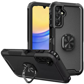 Samsung Galaxy A15 5G Superior 3-in-1 Hybrid Case (with Magnetic Ring Stand) - Black