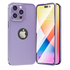 Apple iPhone 12 Pro Max (6.7) 2-in-1 Full Alloy (with Built in Tempered Glass) Hybrid - Purple