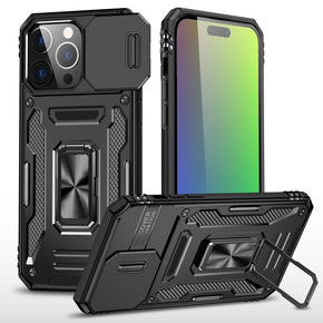 Apple iPhone 15 Pro Max (6.7) Utter Tough Camera Cover Hybrid Case (with Kickstand) - Black